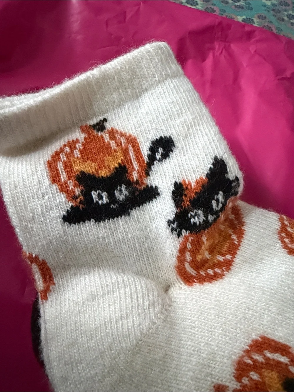 Born Cozy Halloween Crew Socks with Halloween Cat & pumpkin themes!